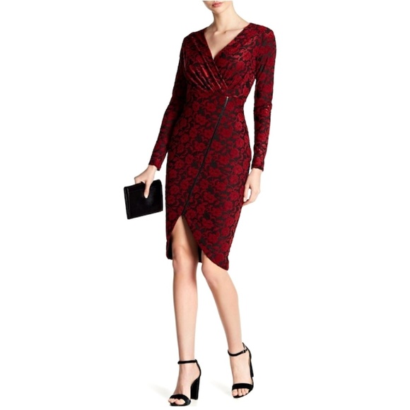 RACHEL ROY Sophisticated Floral Asymmetrical Zipper Front Cocktail Dress - Picture 1 of 8
